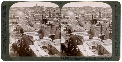 Jerusalem und der Ölberg, Blick nach Osten vom Lateinischen Hospiz, Palästina, 1900er