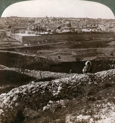 Jerusalem, gesehen vom Südosten, zeigt den Standort des Tempels, Palästina
