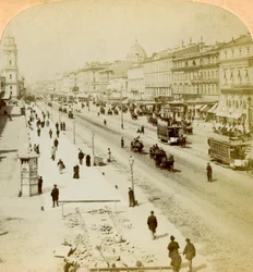 Der Newski-Prospekt, die Hauptstraße von Sankt Petersburg, Russland, 1897