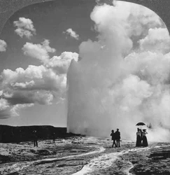 Geysir Old Faithful, Yellowstone-Nationalpark, USA, frühes 19. Jahrhundert.