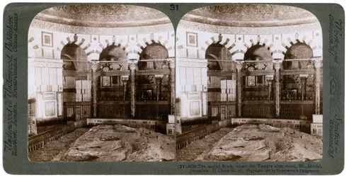 Der heilige Felsen, wo der Tempelaltar stand, Berg Moriah, Jerusalem, Palästina, 1900