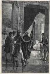 Eine Abordnung der Carbonari, der nationalistischen Geheimgesellschaft, wird Ferdinand I. beider Sizilien (zuvor Ferdinand IV. von Neapel) vorgestellt, 1820