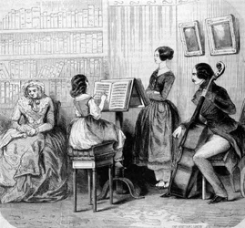 Ein Familienkonzert, Gravur um 1860