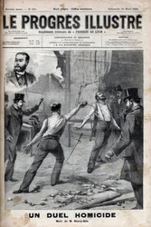 Ein Mordduell - Am 1. März 1895 ein Duell mit dem Speer zwischen zwei Mitgliedern des Komitees für Französisch-Afrika, die zuvor gute Kameraden waren, Alfred Le Chatelier und Hippolyte Percher, alias Harry Alis