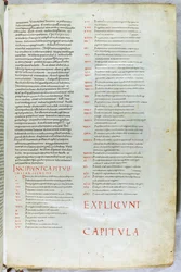 Eine Seite aus der Bibel des 11. Jahrhunderts mit dem Incipit-Kapitel des Buches Genesis
