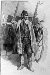 Ein Bauer aus der Umgebung der Stadt Carini in Sizilien. Gravur des 19. Jahrhunderts