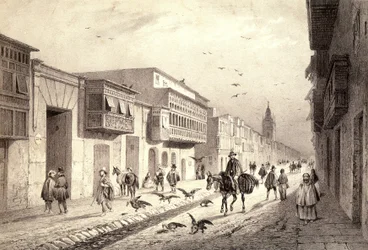 Eine Straße in Valladolid in Lima, Peru.
