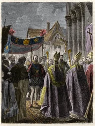 Abschwörung von Heinrich IV. und Konversion zum Katholizismus in St. Denis am 15. Juli