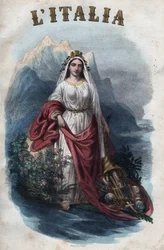 Allegorie Italiens - Gravur aus „Usi e Costumi di Tutti i Popoli dell