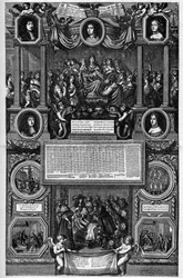 Almanach für das Jahr 1682, das die Geburt des Dauphins (Louis de France genannt der Große Dauphin) darstellt