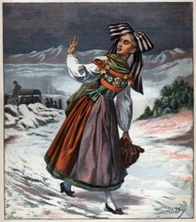 Elsässische Frau in regionaler Tracht, Gravur von 1892