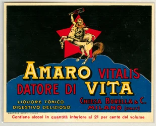 Amaro Vitalis Alkoholwerbung (Chromolithographie Ende des 19. Jahrhunderts)