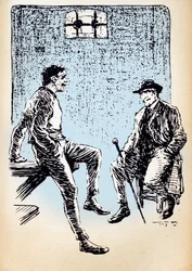 Arsène Lupin im Gefängnis diskutiert mit Inspektor Ganimard
