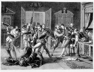 Ermordung von Heinrich III. (1551-1589) durch Jacques Clément im Jahr 1589