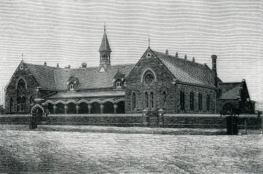 Australien: Eine öffentliche Schule in Adelaide, ca. 1885 (Gravur)