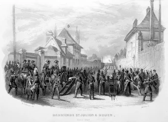 Barrikade Saint Julien in Rouen, April 1848 - in „Fastes de Gardes nationales de France“