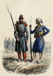 Bataillon der Fremdenlegion, gebildet und nach Algerien geschickt 1831; Bataillon der einheimischen Tirailleurs, gebildet und nach Algerien geschickt 1841, in „L