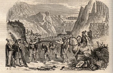 Schlacht an den Kaudinischen Gabeln - Schlacht an den Kaudinischen Gabeln (Furculae Caudinae) - 321 v. Chr. zwischen den Römern und den Samniten während des Zweiten Samnitenkriegs - Zweiter Samnitenkrieg, Schlacht an den Kaudinischen Gabeln 321 v. Chr., da