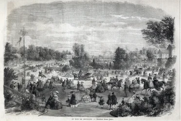 Schöne Tage im Bois de Boulogne in Paris. Gravur in „Das Illustrierte Universum“.