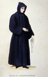 Benediktiner der Kongregation von Saint Maur. Gravur aus einem Album über religiöse Orden, Paris