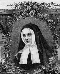 Bernadette Soubirous (1844-1879) in religiöser Kleidung. Gravur von 1877