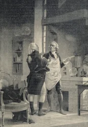 Berthollet besucht Lavoisier im Sorbonne-Labor - in „Das Universum und die Menschheit“ von H. Kraemer