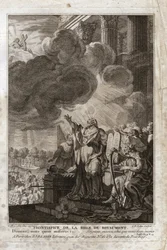 Bibel von Royaumont, Altes Testament: Moses spricht zu Gott („Herr, sende wen du senden musst“). Frontispiz. Illustration von 1811.