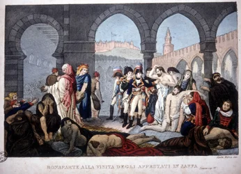 Ägyptenfeldzug (1798-1801): Napoleon besucht die Pestkranken von Jaffa in Ägypten, um 1800