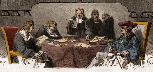 Zensur im 18. Jahrhundert: Unter dem Ancien Régime wird die Dienststelle, die aus Sicherheitsgründen für die Prüfung privater Korrespondenz zuständig ist, "Schwarzes Kabinett" genannt. Stich aus dem 19. Jahrhundert.