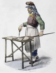 Käsehändler in Italien - Lithographie
