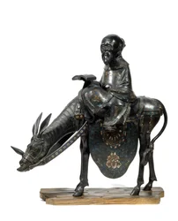 Chinesischer Philosoph Lao Tseu (Lao Zi oder Lao-Tseu oder Lao-Zi) mit Esel. Figur