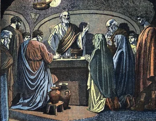 Christen in den Katakomben feiern Ostern, Illustration aus 