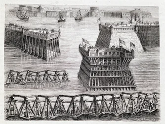 Schloss Argencourt und Eingang zum Damm von La Rochelle (Belagerung von La Rochelle)