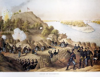 Bürgerkrieg (1861 - 1865), Amerikanischer Bürgerkrieg. Belagerung von Vicksburg (an der Grenze von Arkansas und Mississippi), die Stadt wurde von General Grant (und den Nordstaatlern) eingenommen, die Stadt fiel nach vierzig Tagen Belagerung (19. Mai bis 4