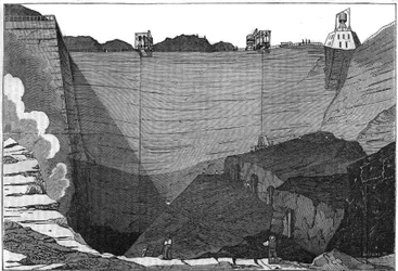 Kohleindustrie: Ansicht der Kohleminen in Comentry im Allier. In „Der malerische Laden“ 1835