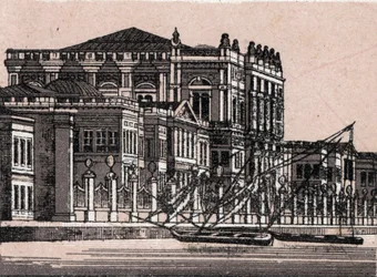 Konstantinopel, Türkei: Blick auf den Dolmabahçe-Palast in „Die Welt illustriert 168 Ansichten“ (Ende des 19. Jahrhunderts)