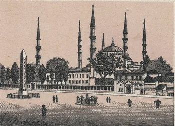 Konstantinopel, Türkei: Blick auf die Sultan-Ahmed-Moschee. aus 