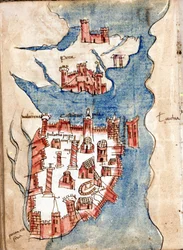 Konstantinopel, Manuskriptkarte von Venedig aus dem 15. Jahrhundert