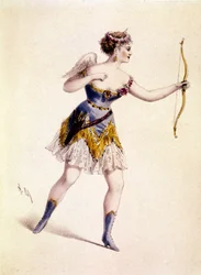 Cora Pearl, englische Kurtisane, in der Rolle des Amor in der Oper „Orpheus in der Unterwelt“