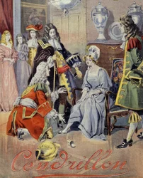 Titelblatt von „Aschenputtel“, Märchen von Perrault (Schuhprobe)