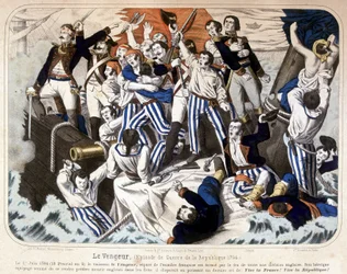 Zerstörung des Schiffes „The Avenger“ durch die englische Flotte, 1. Juni