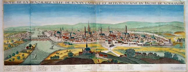 Detaillierte Ansicht der Stadt Rouen in der Normandie