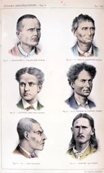 Verschiedene Verbrechertypen, dargestellt in der kriminologischen Studie „Der verbrecherische Mensch“ (L