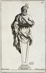 Gravur einer Statue von Platon