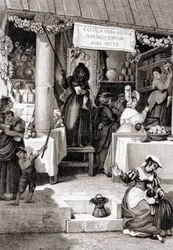 Gravur, die das Fest der Befana darstellt