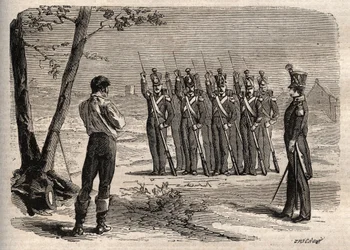 Hinrichtung des französischen Oberst Charles de Labedoyere (1786-1815) erschossen in Paris am 19. August