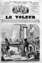 Expedition nach Cochinchina: Brücke eines Dampfschiffes während der Bombardierung von Touranne am 8. September in „Der Dieb“.