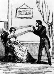 Hypnose-Experiment. Gravur von 1890