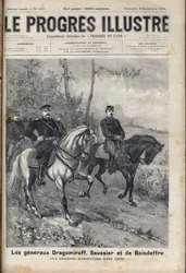 Französisch-russische Beziehungen - Französischer General Saussier und russischer General Dragomirov Mikhail Ivanovich Dragomirov und Raoul François Charles Le Mouton de Boisdeffre während der Armeemanöver in den Vogesen