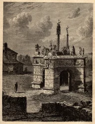 Finistère - Bretagne - Das Kalvarienkreuz von Pleyben - Pfarrbezirk von Pleyben - Gravur in „PATRIE - Beschreibung der malerischen Frankreich in 6 Bänden“ von Lucien Huard - Ende des 19. Jahrhunderts